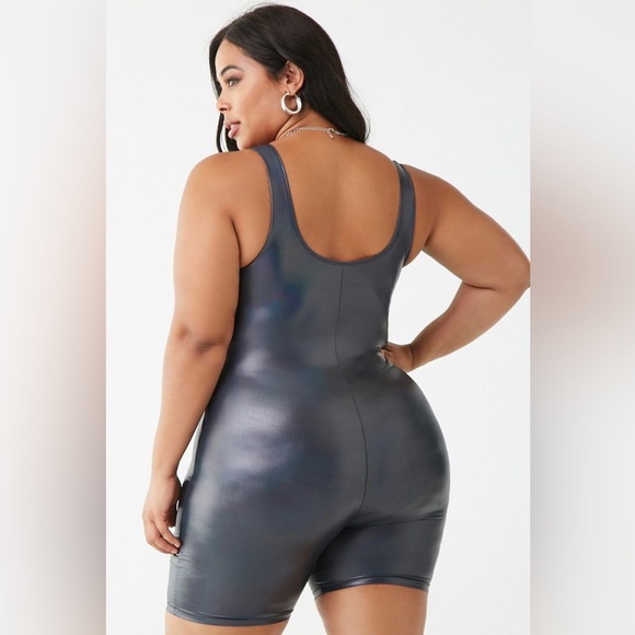 Forever 21 Plus Size Coated Cutout Romper - Picture 3 of 10